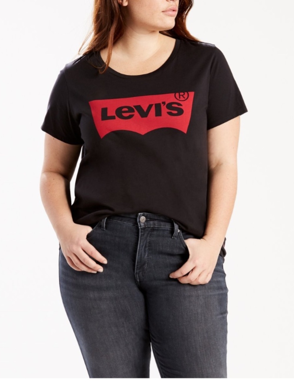 Levi's women's crew neck classic logo graphic t-shirt short sleeve black size 1X
